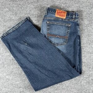 Lucky Brand Jeans Mens 38x30 Blue Classic Fit Ol' Deepwate Distressed Denim